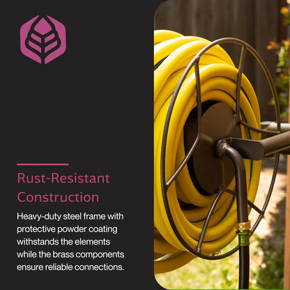 Wall Mounted Swivel Hose Reel, 90°, 75ft - Leakproof Hose Storage Solution - Durable Powder Coated Steel Construction - Rust Resistant Outdoor Watering Accessory - Tangle-Free Operation