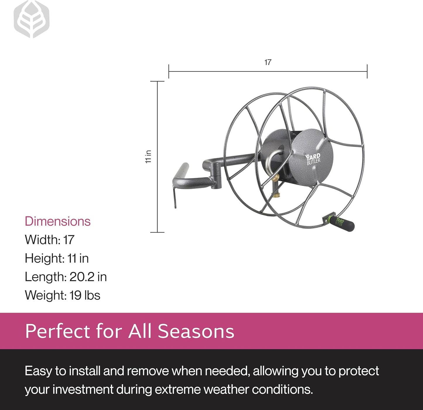 Wall Mounted Swivel Hose Reel, 90°, 75ft - Leakproof Hose Storage Solution - Durable Powder Coated Steel Construction - Rust Resistant Outdoor Watering Accessory - Tangle-Free Operation