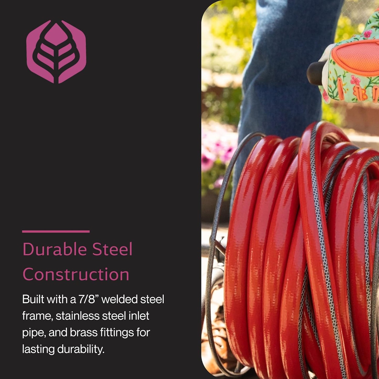 Wall Mounted Swivel Hose Reel, 90°, 75ft - Leakproof Hose Storage Solution - Durable Powder Coated Steel Construction - Rust Resistant Outdoor Watering Accessory - Tangle-Free Operation