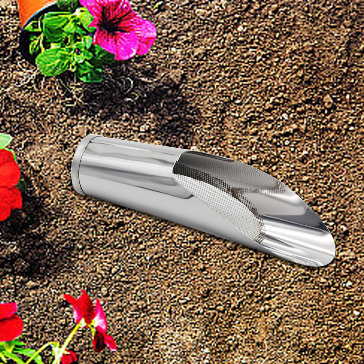 3Pcs Bonsai Soil Scoops Garden Bonsai Tool Bucket Shovel 3 Sizes Soil Scoops Soil Metal Spade Shovel Succulent Planting Potting Cup for Home Gardening Silver