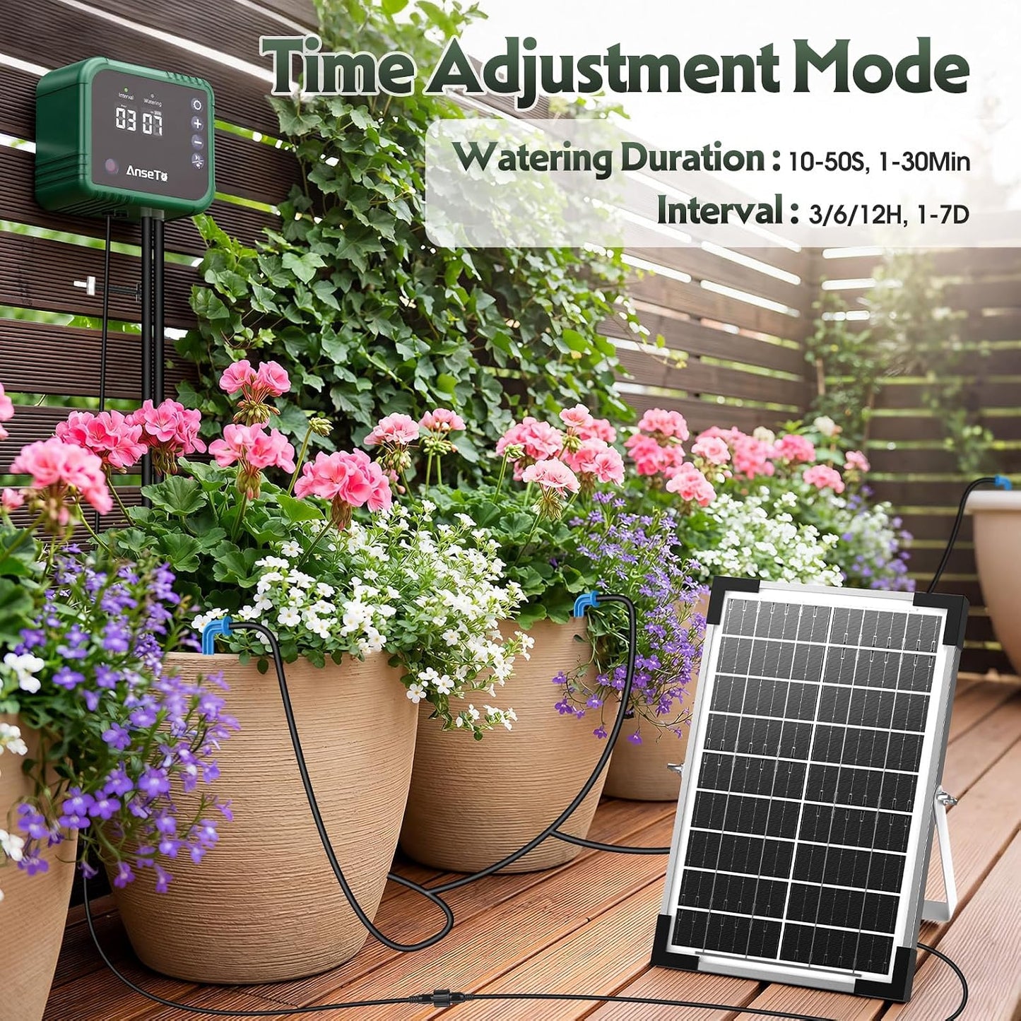 8W Solar Drip Irrigation System for Garden, Supports 30 Pots Plants