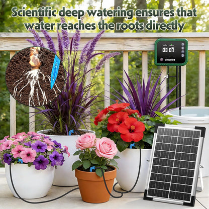 8W Solar Drip Irrigation System for Garden, Supports 30 Pots Plants