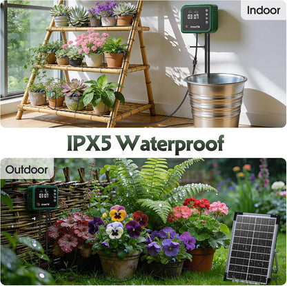 8W Solar Drip Irrigation System for Garden, Supports 30 Pots Plants