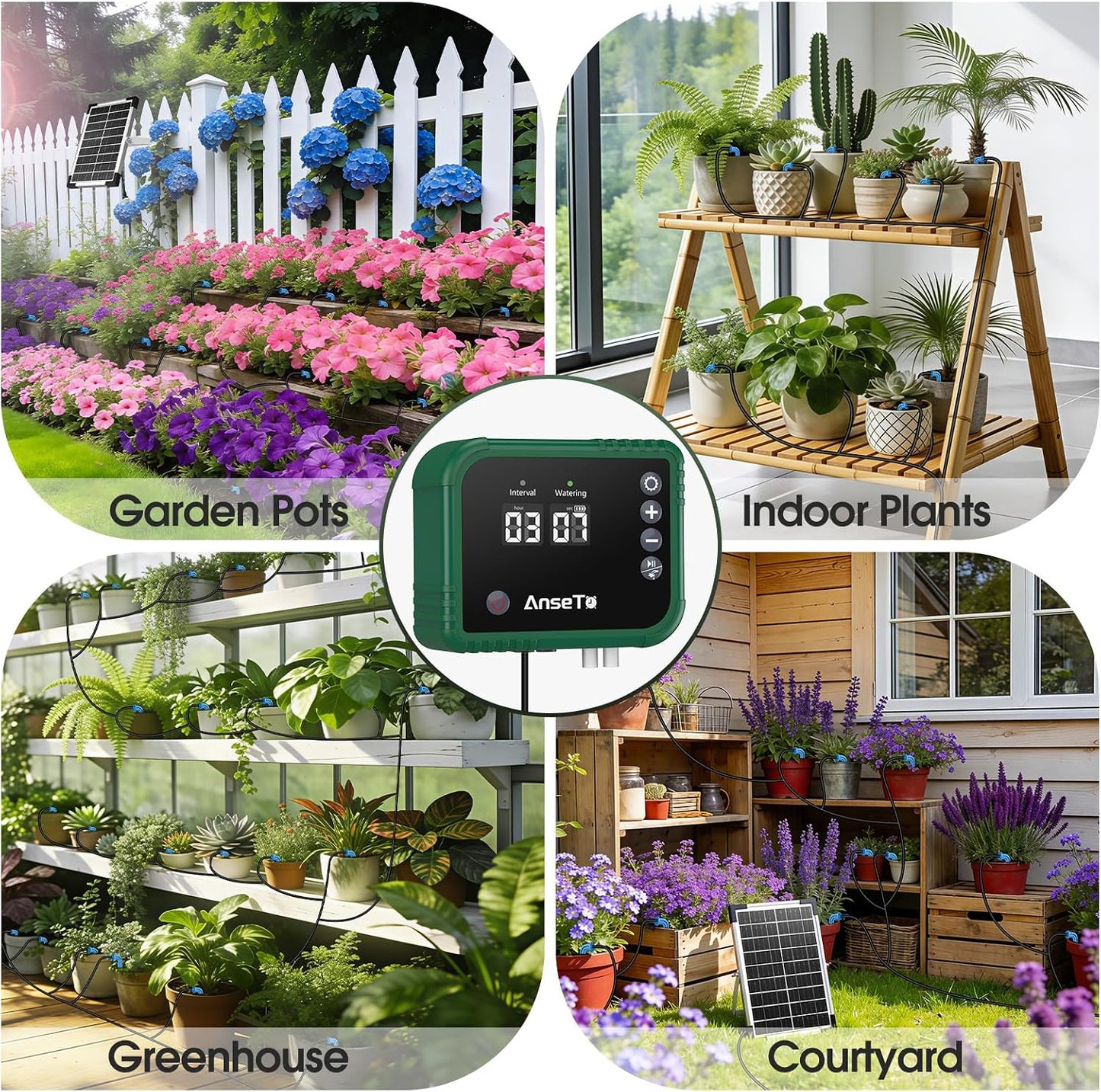 8W Solar Drip Irrigation System for Garden, Supports 30 Pots Plants