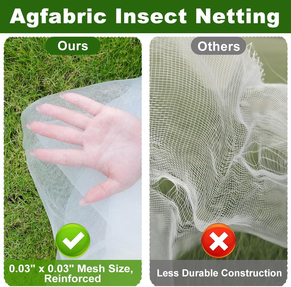 Garden Netting 6'x10' Insect Pest Barrier Bird Netting for Garden Protection,Row Cover Mesh Netting for Vegetables Fruit Trees and Plants,White - Colors A