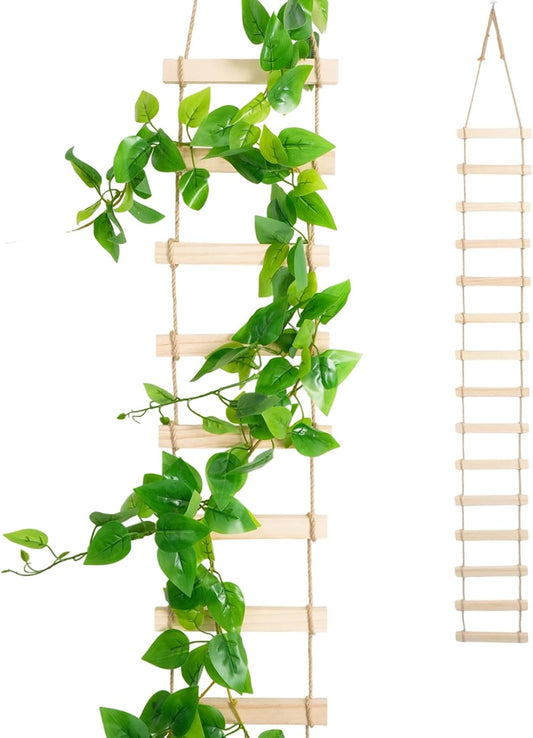 Wooden Ladder Plant Trellis for Climbing Plants – 6ft Extra Tall Indoor & Outdoor Hanging Wall Wooden Trellis Garden Plant Support, Easy to Install for Vines, Ivy, Pothos, Potted Plants