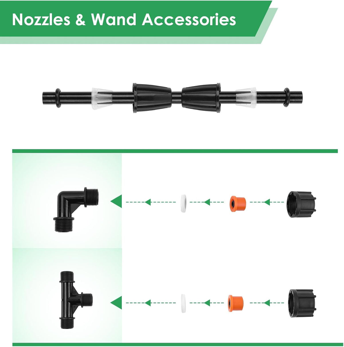 4 Nozzles Sprayer Boom Wand with 3/8 Inch Brass Barb, Sprayer Wand, Switchable 2 Nozzle Pattern, Lightweight, Up To 55.1 Inches Long, Sprayer wand, Suitable For Watering Large Areas In Gardens, Farms