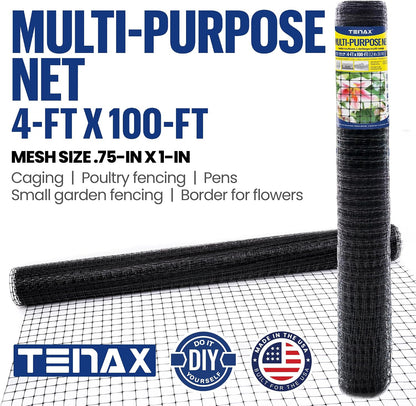 Multi-Purpose Netting - Black Plastic Mesh Netting - 2' x 25' - Polyethylene