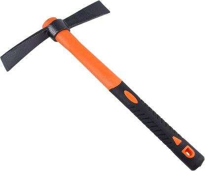 3 Sprongs Dual Head Rake Hoe with Heavy Duty Forged Adze and Ergonomic Non-Slip Handle for Loosening Soil, Gardening, Camping Outdoor 39mm/15-Inch