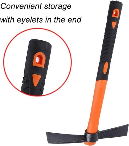 3 Sprongs Dual Head Rake Hoe with Heavy Duty Forged Adze and Ergonomic Non-Slip Handle for Loosening Soil, Gardening, Camping Outdoor 39mm/15-Inch