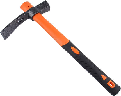 3 Sprongs Dual Head Rake Hoe with Heavy Duty Forged Adze and Ergonomic Non-Slip Handle for Loosening Soil, Gardening, Camping Outdoor 39mm/15-Inch