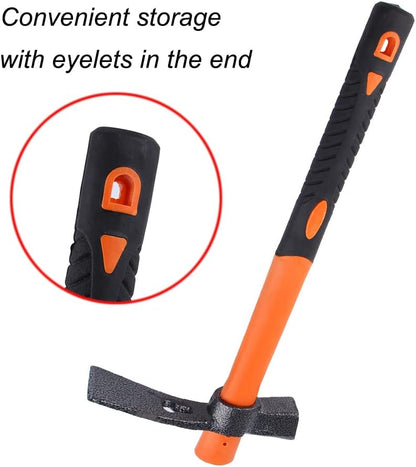 3 Sprongs Dual Head Rake Hoe with Heavy Duty Forged Adze and Ergonomic Non-Slip Handle for Loosening Soil, Gardening, Camping Outdoor 39mm/15-Inch