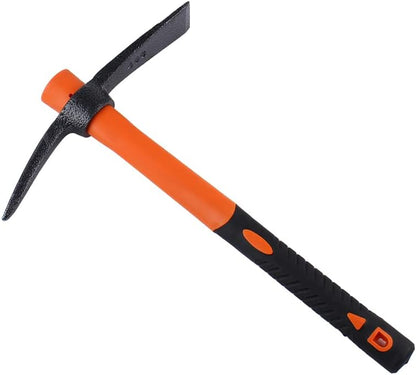 3 Sprongs Dual Head Rake Hoe with Heavy Duty Forged Adze and Ergonomic Non-Slip Handle for Loosening Soil, Gardening, Camping Outdoor 39mm/15-Inch