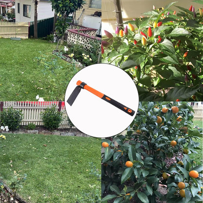 3 Sprongs Dual Head Rake Hoe with Heavy Duty Forged Adze and Ergonomic Non-Slip Handle for Loosening Soil, Gardening, Camping Outdoor 39mm/15-Inch
