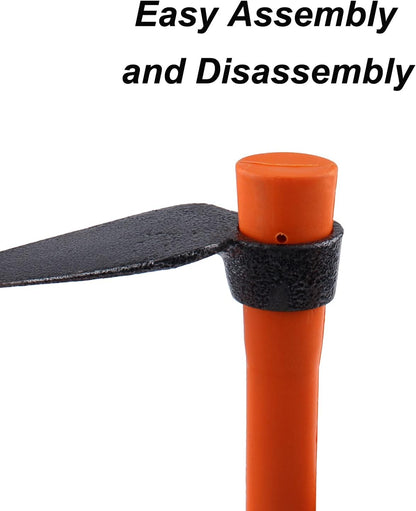 3 Sprongs Dual Head Rake Hoe with Heavy Duty Forged Adze and Ergonomic Non-Slip Handle for Loosening Soil, Gardening, Camping Outdoor 39mm/15-Inch