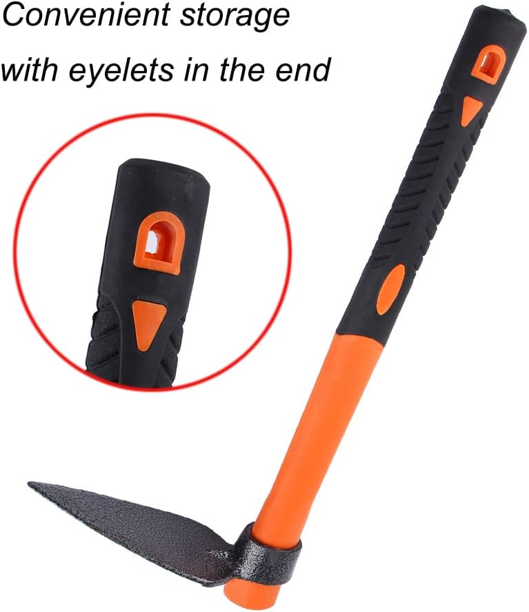 3 Sprongs Dual Head Rake Hoe with Heavy Duty Forged Adze and Ergonomic Non-Slip Handle for Loosening Soil, Gardening, Camping Outdoor 39mm/15-Inch