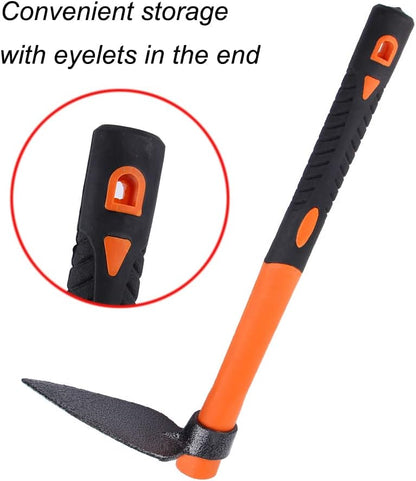 3 Sprongs Dual Head Rake Hoe with Heavy Duty Forged Adze and Ergonomic Non-Slip Handle for Loosening Soil, Gardening, Camping Outdoor 39mm/15-Inch