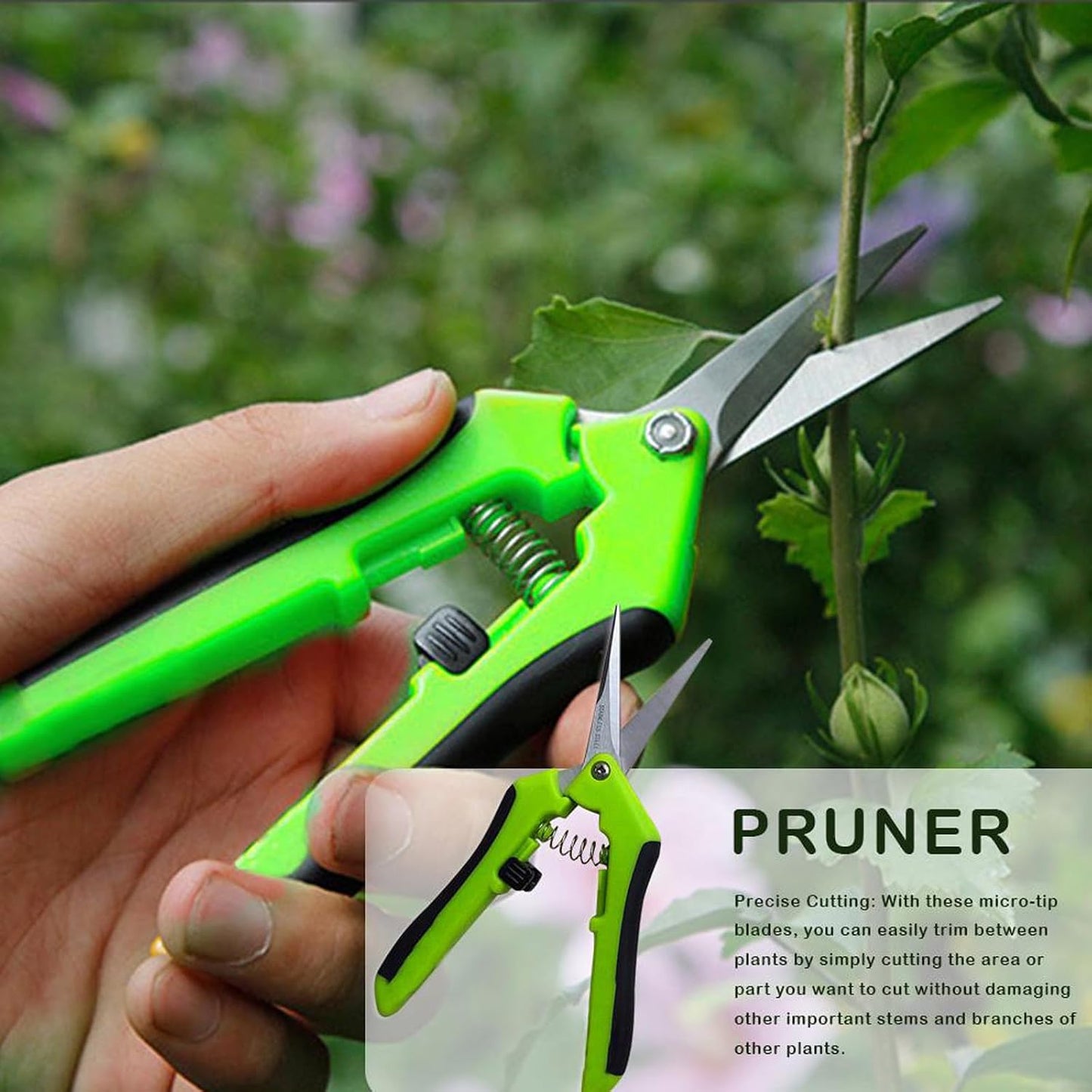 15 PCS 6.5 inch Garden Trimming Scissors, Gardening Hand Pruners with Straight Stainless Steel Precision Blades, Pruning Shears for Flowers Branches Precise Cuts, Green