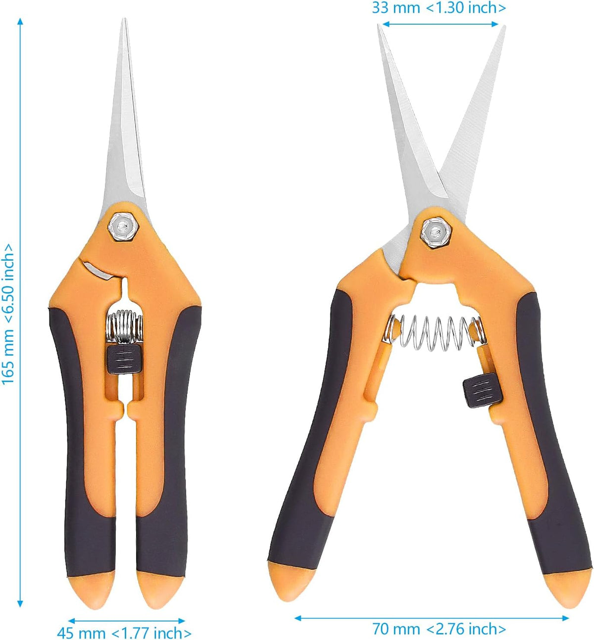 15 PCS 6.5 inch Garden Trimming Scissors, Gardening Hand Pruners with Straight Stainless Steel Precision Blades, Pruning Shears for Flowers Branches Precise Cuts, Green