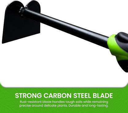 Hand Hoe Tiller Cultivator Tool - Carbon Steel for Ultimate Strength - Rust Resistant - Ergonomic Handle - Great for Gardening Digging Tilling Planting Cultivating Loosening