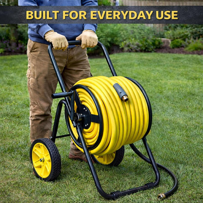 Garden 2-Wheel Hose Reel Cart, Residential Duty Hose Reel with Wheels, Outdoor Water Hose Reel for Backyard, Garden, or Lawn, Metal Hose Carts (175ft Hose Capacity)