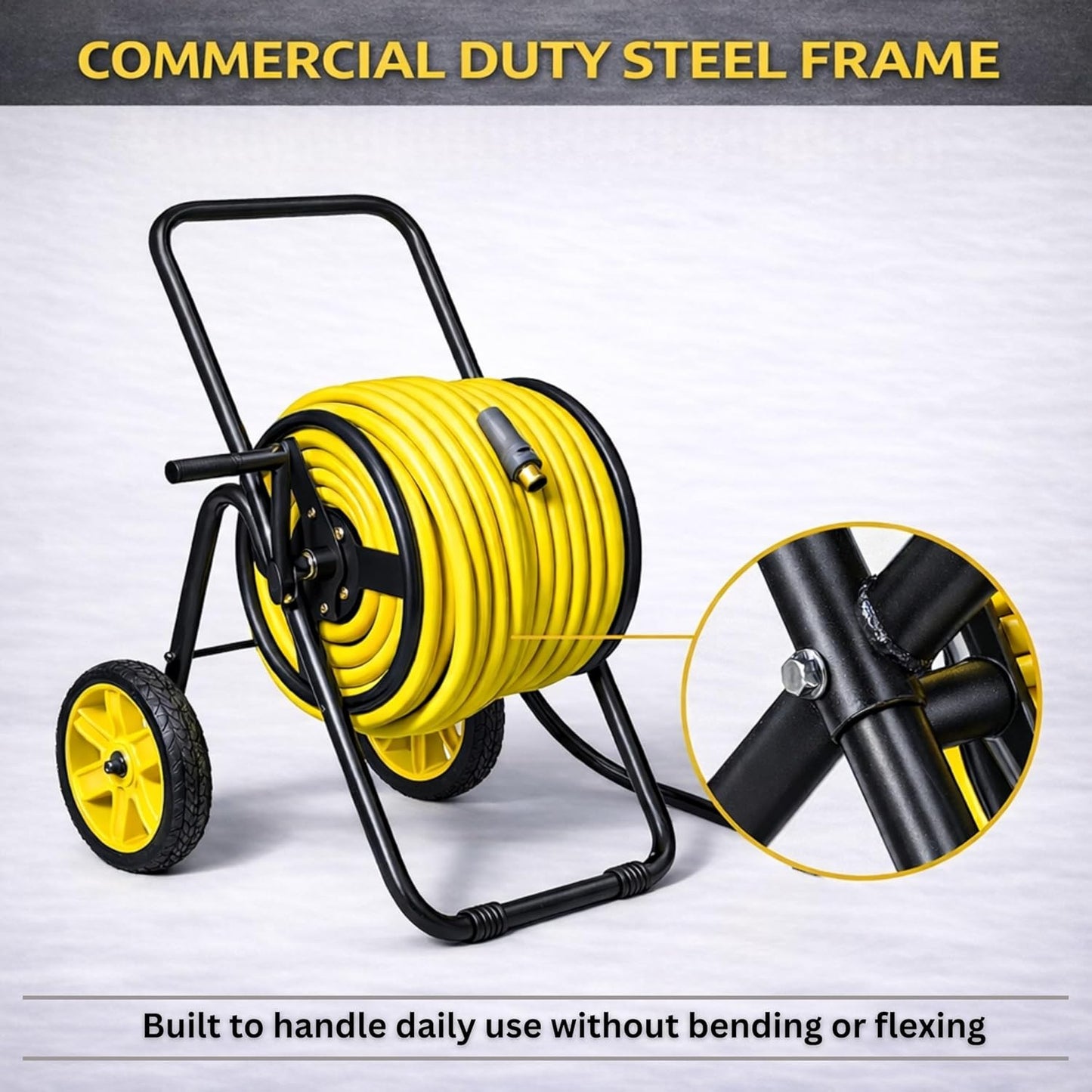 Garden 2-Wheel Hose Reel Cart, Residential Duty Hose Reel with Wheels, Outdoor Water Hose Reel for Backyard, Garden, or Lawn, Metal Hose Carts (175ft Hose Capacity)