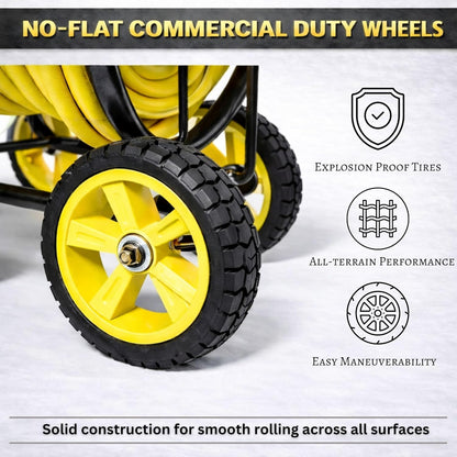 Garden 2-Wheel Hose Reel Cart, Residential Duty Hose Reel with Wheels, Outdoor Water Hose Reel for Backyard, Garden, or Lawn, Metal Hose Carts (175ft Hose Capacity)