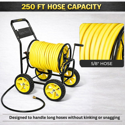 Garden 2-Wheel Hose Reel Cart, Residential Duty Hose Reel with Wheels, Outdoor Water Hose Reel for Backyard, Garden, or Lawn, Metal Hose Carts (175ft Hose Capacity)