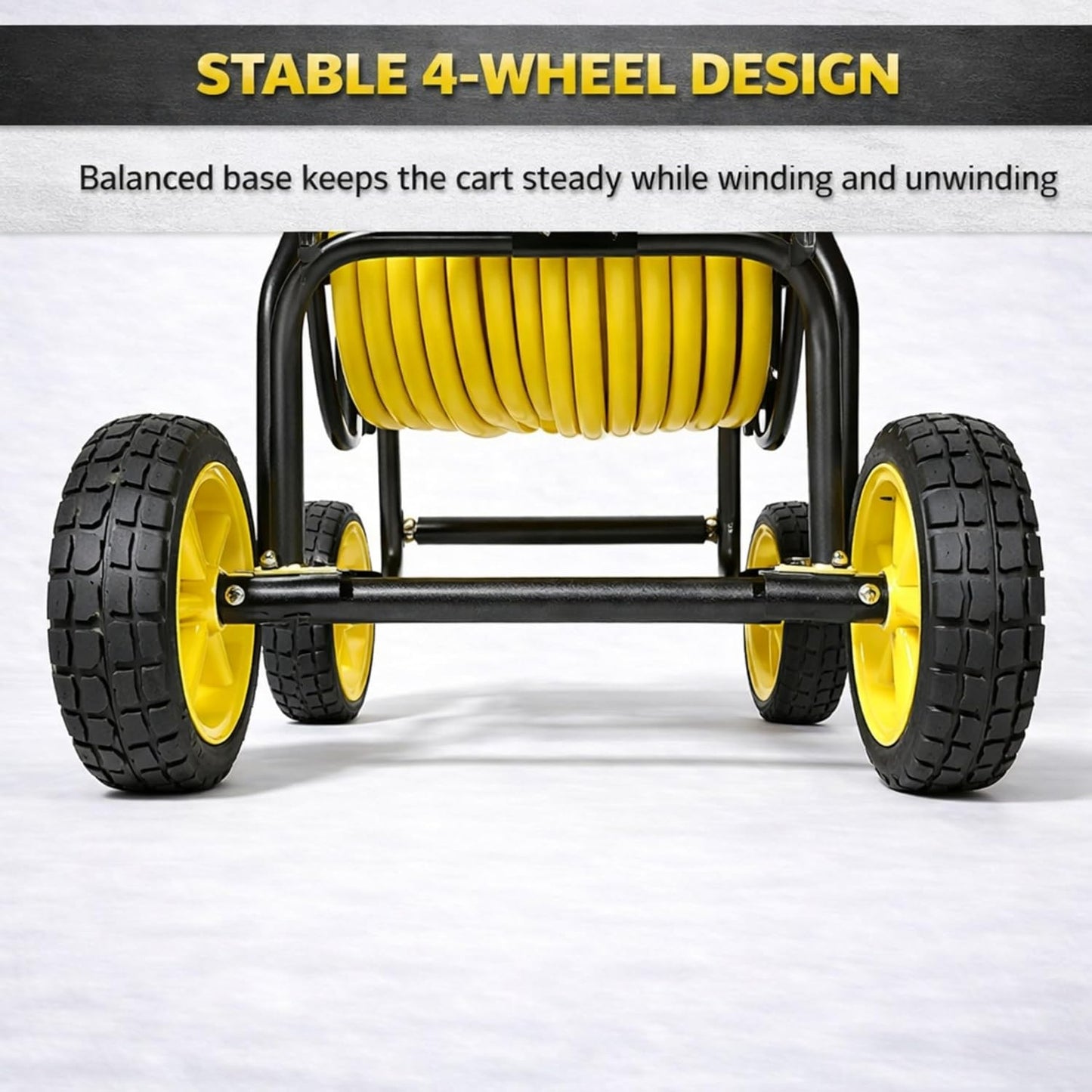 Garden 2-Wheel Hose Reel Cart, Residential Duty Hose Reel with Wheels, Outdoor Water Hose Reel for Backyard, Garden, or Lawn, Metal Hose Carts (175ft Hose Capacity)