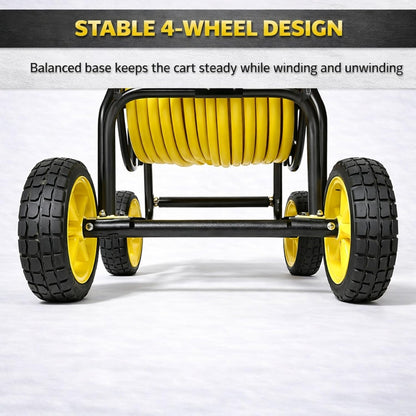 Garden 2-Wheel Hose Reel Cart, Residential Duty Hose Reel with Wheels, Outdoor Water Hose Reel for Backyard, Garden, or Lawn, Metal Hose Carts (175ft Hose Capacity)