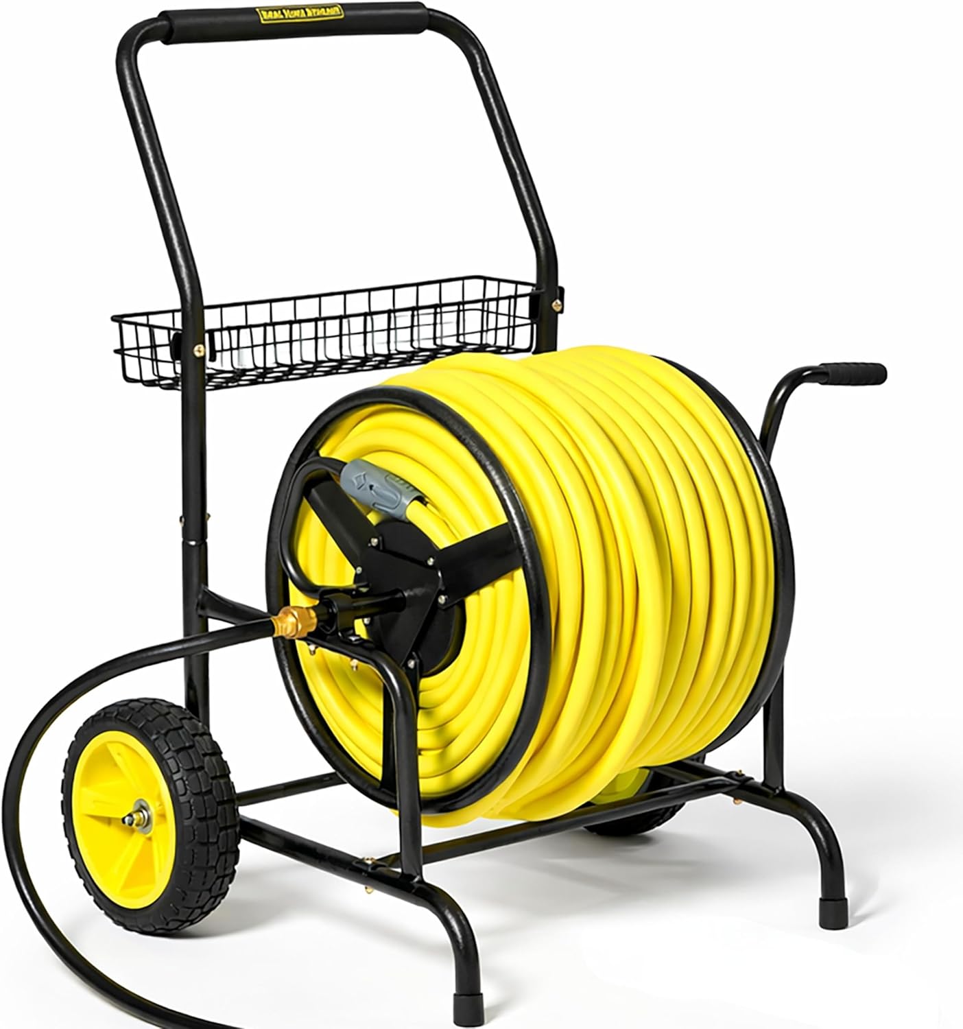 Garden 2-Wheel Hose Reel Cart, Residential Duty Hose Reel with Wheels, Outdoor Water Hose Reel for Backyard, Garden, or Lawn, Metal Hose Carts (175ft Hose Capacity)