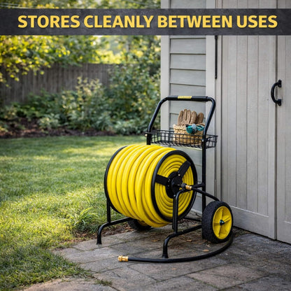 Garden 2-Wheel Hose Reel Cart, Residential Duty Hose Reel with Wheels, Outdoor Water Hose Reel for Backyard, Garden, or Lawn, Metal Hose Carts (175ft Hose Capacity)