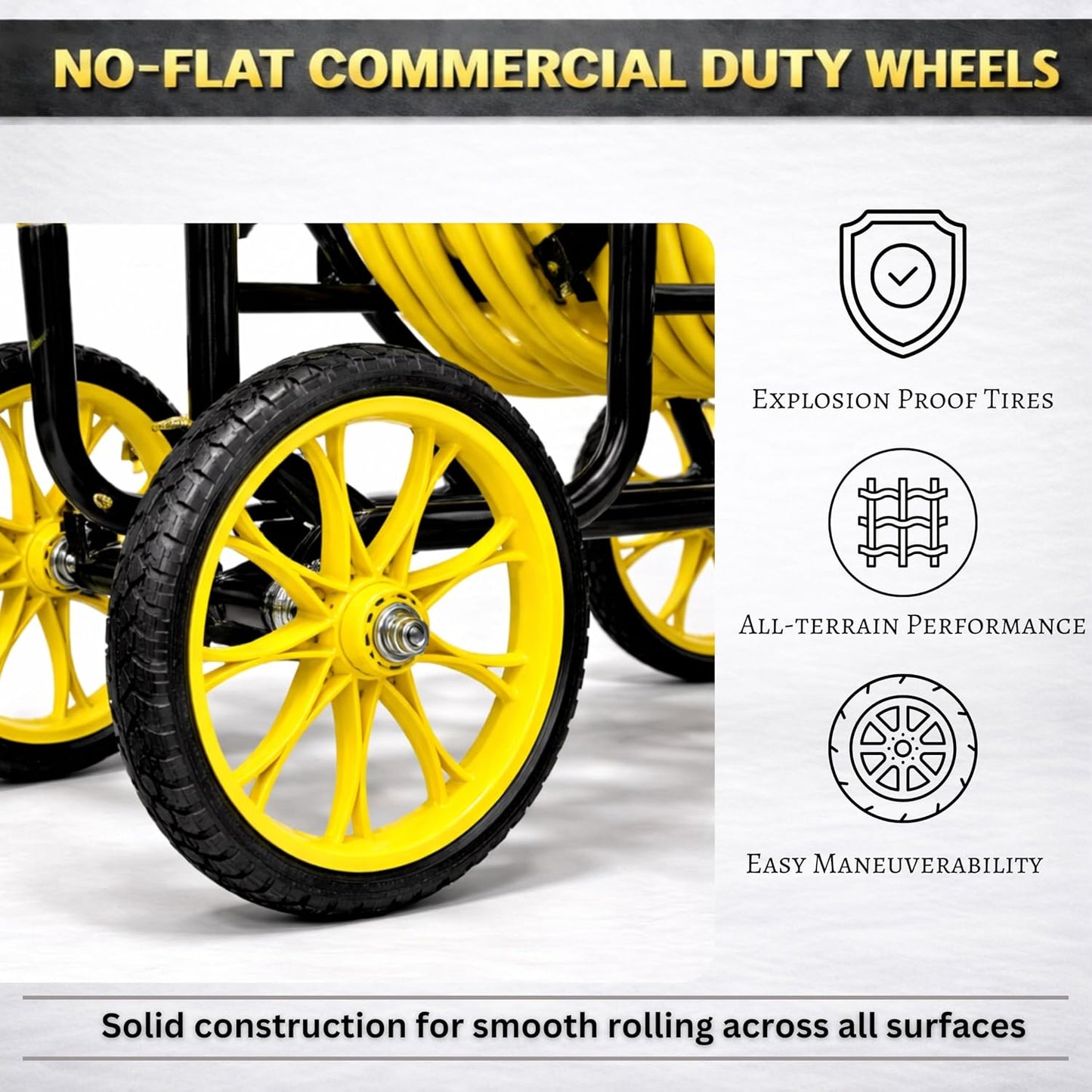 Garden 2-Wheel Hose Reel Cart, Residential Duty Hose Reel with Wheels, Outdoor Water Hose Reel for Backyard, Garden, or Lawn, Metal Hose Carts (175ft Hose Capacity)