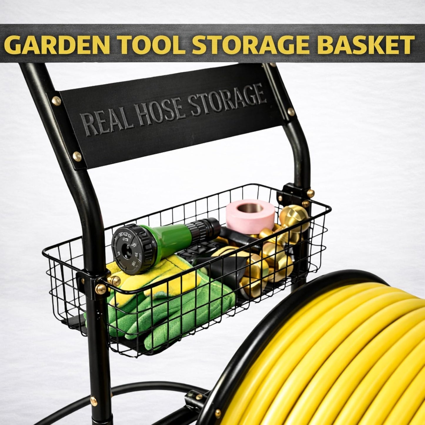 Garden 2-Wheel Hose Reel Cart, Residential Duty Hose Reel with Wheels, Outdoor Water Hose Reel for Backyard, Garden, or Lawn, Metal Hose Carts (175ft Hose Capacity)