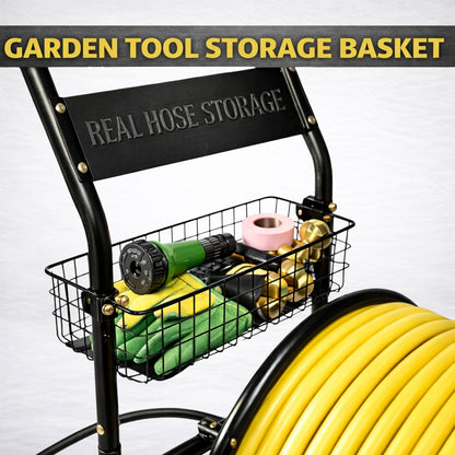 Garden 2-Wheel Hose Reel Cart, Residential Duty Hose Reel with Wheels, Outdoor Water Hose Reel for Backyard, Garden, or Lawn, Metal Hose Carts (175ft Hose Capacity)