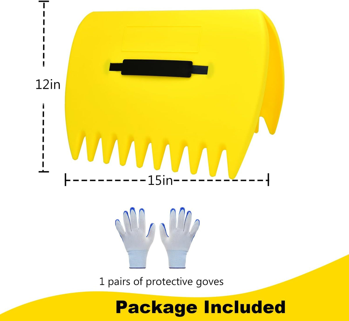 2 Sets Leaf Scoops Hand Rakes, Leaf Scoops and Claws with 2 Pairs Gloves, Lightweight Plastic Leaf Scoop, Large Leaf Grabbers for Picking Up Leaves, Clippings, Grass(2 Sets,Yellow+Green)