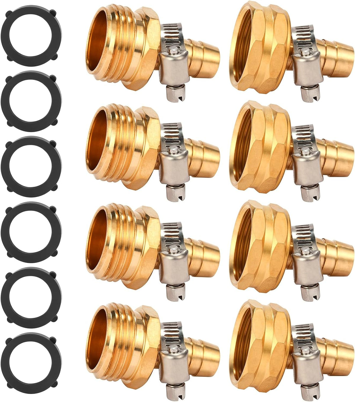 Brass Garden Hose Connector Repair Mender Kit, Fits 1/2" Water Hose Fitting
