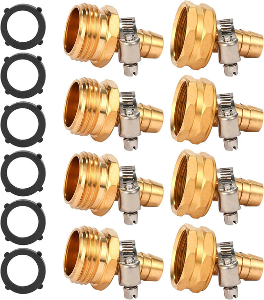 Brass Garden Hose Connector Repair Mender Kit, Fits 1/2" Water Hose Fitting