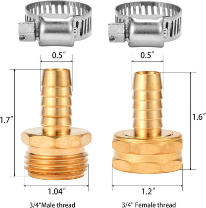 Brass Garden Hose Connector Repair Mender Kit, Fits 1/2" Water Hose Fitting