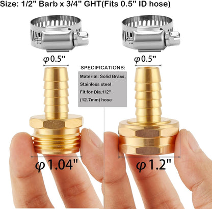 Brass Garden Hose Connector Repair Mender Kit, Fits 1/2" Water Hose Fitting