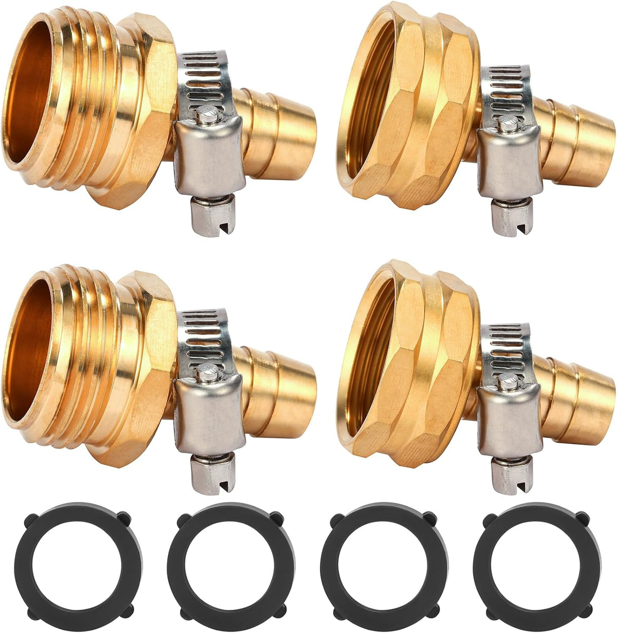 Brass Garden Hose Connector Repair Mender Kit, Fits 1/2" Water Hose Fitting