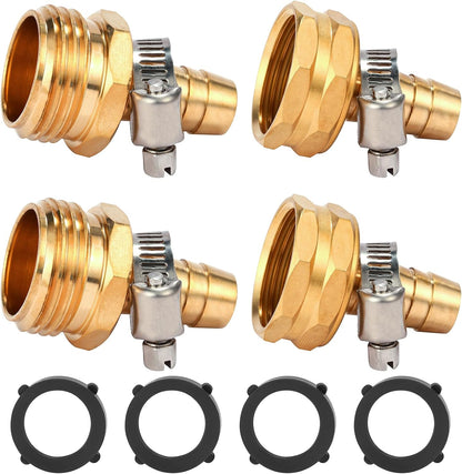 Brass Garden Hose Connector Repair Mender Kit, Fits 1/2" Water Hose Fitting