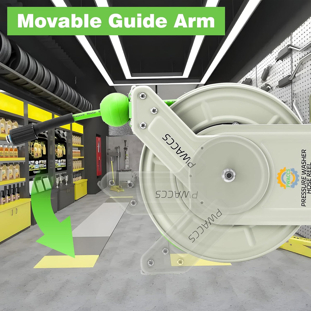 Retractable Pressure Washer Hose Reel, 1/4" x 60ft