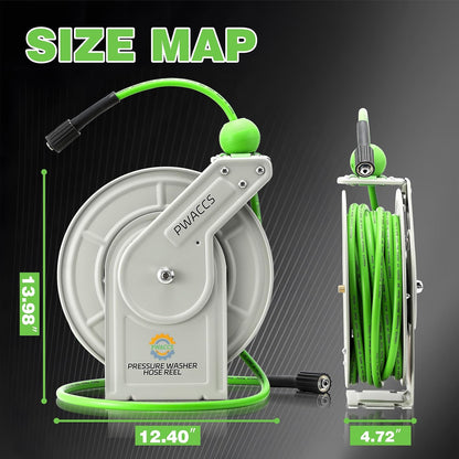 Retractable Pressure Washer Hose Reel, 1/4" x 60ft