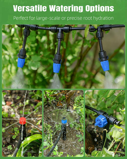 250 ft Drip Irrigation System, Quick-Connect Drip Irrigation Kit with 50ft 1/2" & 200ft 1/4" Tubing and Accessories, Garden Watering System for Greenhouse,Yards,Lawn,Raised Bed