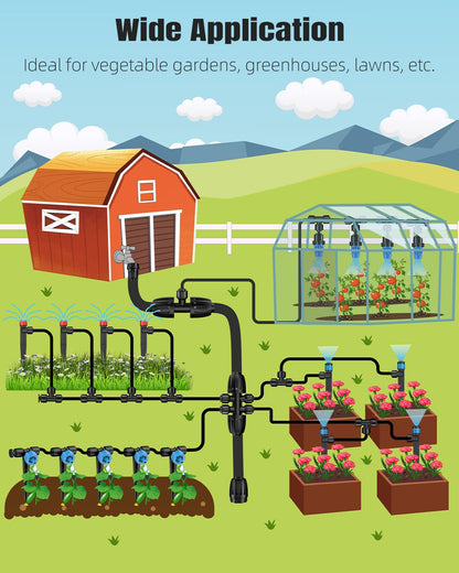250 ft Drip Irrigation System, Quick-Connect Drip Irrigation Kit with 50ft 1/2" & 200ft 1/4" Tubing and Accessories, Garden Watering System for Greenhouse,Yards,Lawn,Raised Bed
