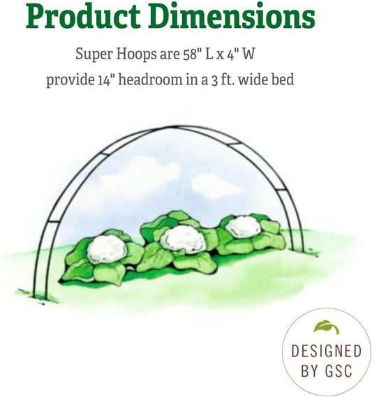 Garden Hoops Grow Tunnel Support | Greenhouse Arch Frame for Raised Bed Plants & Vegetable Planter Box | 58" L x 4" W (Set of 6)