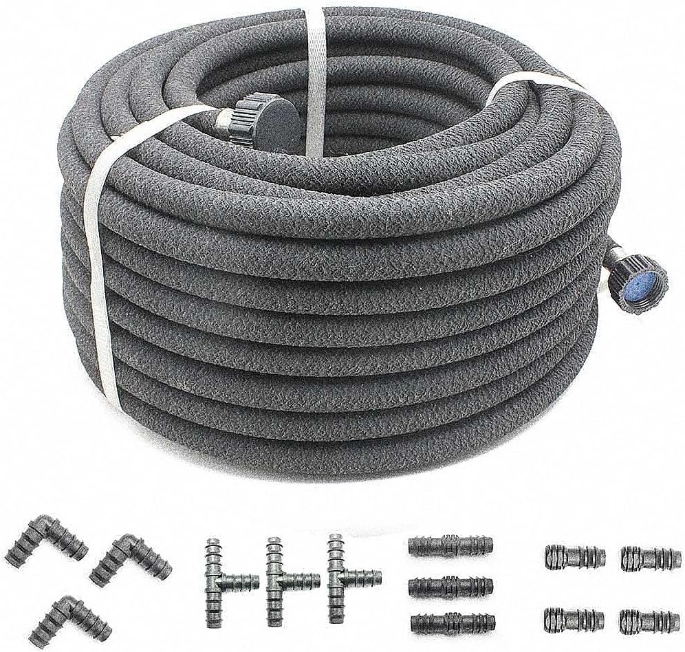 1/2" Soaker Hose Kit 75 ft Round Rubber Garden Soaker Hoses, Heavy Duty Drip Hose for Watering Irrigation, Water Seeper Soaker Hoses for Garden, Lawn and Plants