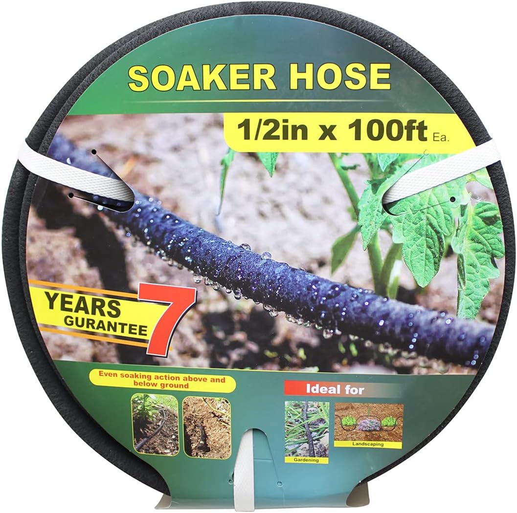1/2" Soaker Hose Kit 75 ft Round Rubber Garden Soaker Hoses, Heavy Duty Drip Hose for Watering Irrigation, Water Seeper Soaker Hoses for Garden, Lawn and Plants
