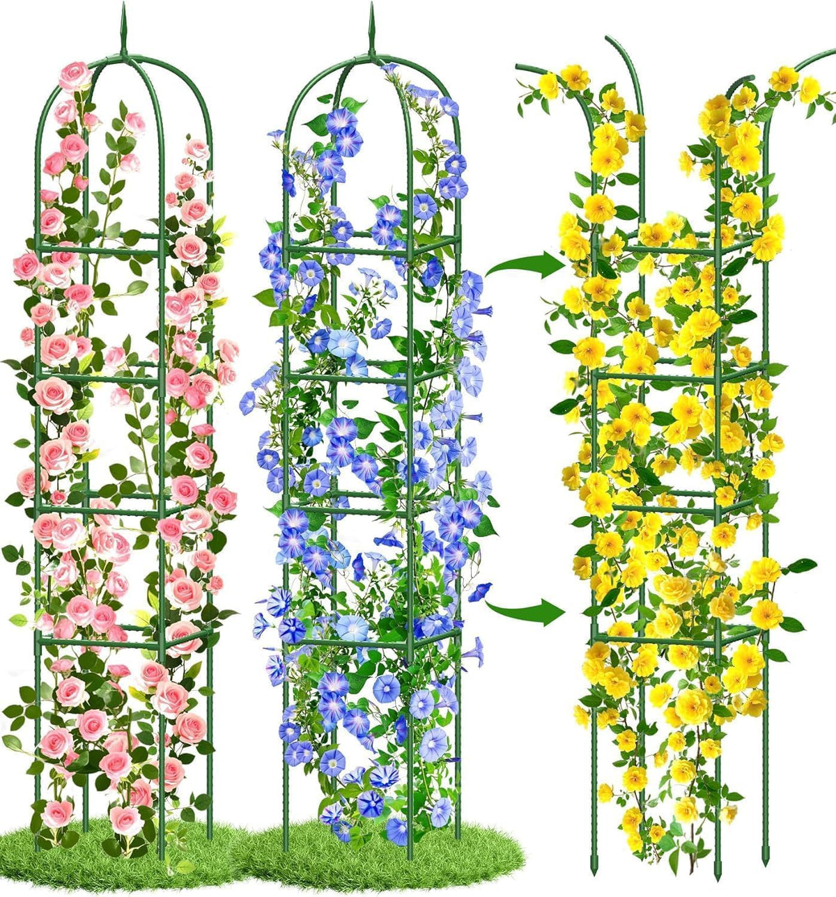 Trellis for Climbing Plants Outdoor, 6FT Garden Obelisk Rustproof PE Coated Metal Potted Plant Climbing Support, Thickened Tube Plant Tower Trellis for Clematis Vine Support Indoor (1 Pack)